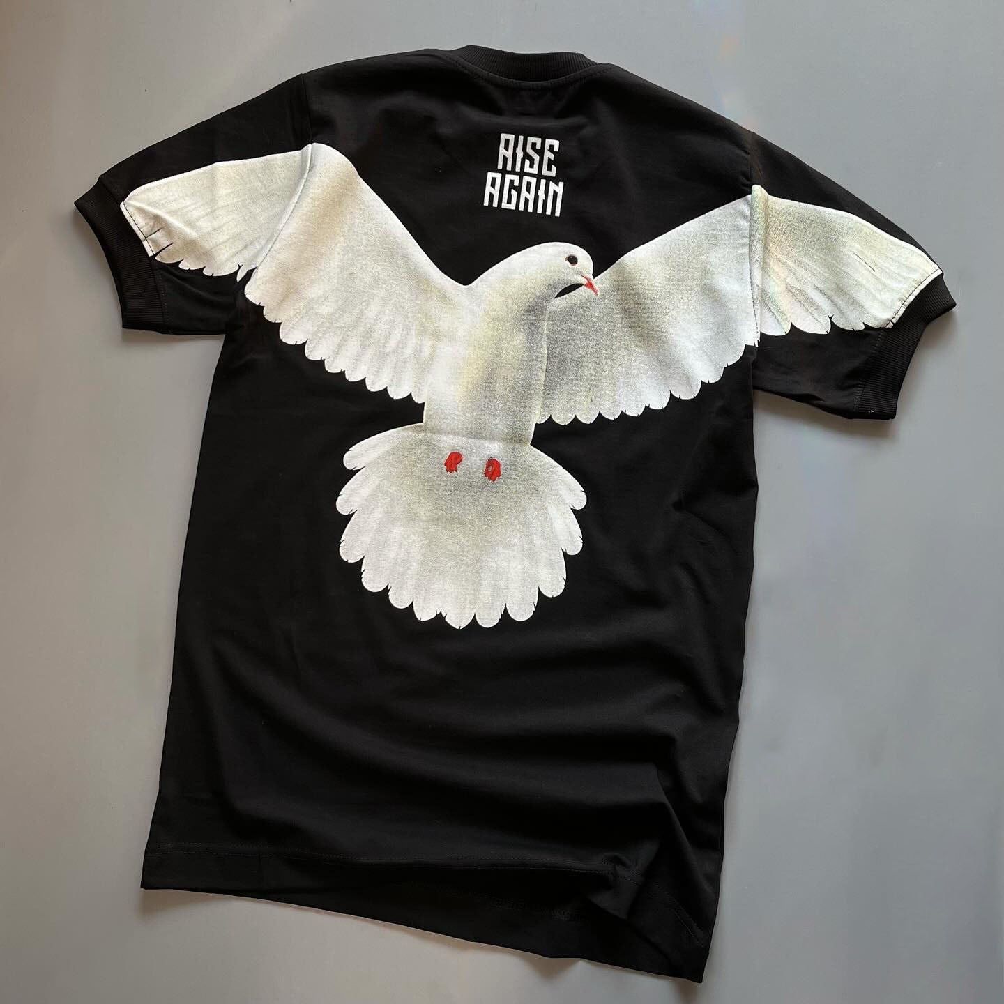 Men's black RISER GRIN Dove cotton T-shirt