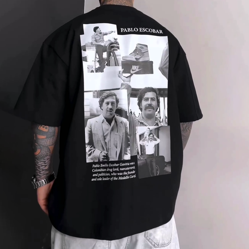 Men's Pablo Escobar Black Cotton Short Sleeve T-shirt